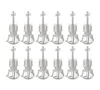 Warmhm 12 Pièces Ornements de Noël Forme de Violon Argenté pour Décorer Instruments de Musique Décoration Festive et Accessoires de Fête