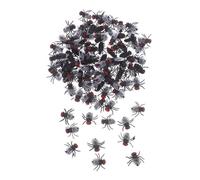 Warmhm 120 pièces Fausses Mouches Noires Réalistes Jouets de Farce Compactes Légères pour Décoration Halloween et Poisson Avril Modèles Plastiques Réutilisables pour Blagues et Surprises