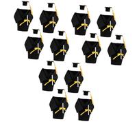 Warmhm 12ensembles Chapeaux De Graduation Miniatures pour Bouteilles De Décorations Noir avec Gown Cover pour Célébrations De