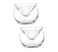 Warmhm 2 Ensembles Bol Verre à Double pour Caviar et Apéritifs Refroidisseur avec Compartiment à Glace Bol à Cocktail Transparent pour Fruits Salades et Desserts Cadeau Pratique pour