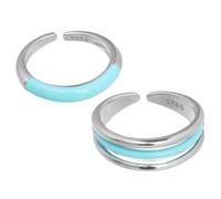 Warmhm 2 pièces Bague Réglable Design Bleue Lot de Anneaux Mode pour Fêtes et Usage Quotidien