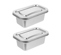 Warmhm 2 Pièces Boîtes de Rangement Réfrigérateur Acier Inoxydable Boîtes Hermétiques pour Glace Maison Conteneurs Alimentaires Empilables pour Congélateur