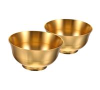 Warmhm 2 Pièces Bol Laiton pour Offrandes et Eau Bénite Bol Décoratif Chinois Style Temple Bassin Au Trésor Compact pour Table d'Offrande et Décoration Paisible