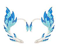 Warmhm 2 pièces Boucles Oreilles Clip Non Percées pour Femmes Écouteurs Fantaisie Bleu Écailles pour Cosplay et Fêtes