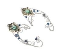 Warmhm 2 Pièces Boucles Oreilles Vertes Oreillettes Wrap Non-percées Confortables pour Femmes Bijoux Faits Main pour Demoiselles Honneur et Mariage