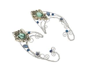 Warmhm 2 Pièces Boucles Oreilles Vertes Oreillettes Wrap Non-percées Confortables pour Femmes Bijoux Faits Main pour Demoiselles Honneur et Mariage