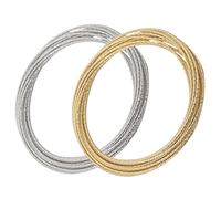Warmhm 2 pièces Bracelet Bangle Multi Couches pour Femmes Lot de Doré Argenté Élégance et pour Jours et Événements