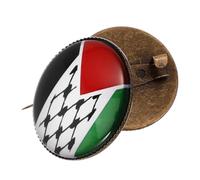 Warmhm 2 pièces Broche Drapeau Palestine Métal Épingle Ronde Résistante pour Voyages et Événements Sociaux Accessoire Mode Affirmant
