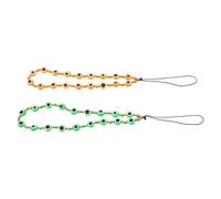 Warmhm 2 Pièces Dragonne à Perles pour Téléphone Portable Œil Maléfique Vert en Plastique et Polyester Fixation Pratique pour Paquet et Activités Quotidiennes