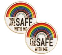 Warmhm 2 pièces Épingles Émail Arc Ciel de Broches You Are Safe With Me pour Femmes Bijoux et Colorés Accessoires de Mode Originale