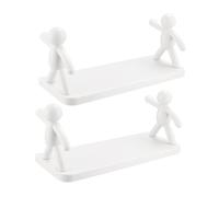 Warmhm 2 pièces Étagères Murales Flottantes Petite Étagère Murale Blanche pour Salle de Bain Rangement Compact sans Perçage Support Organisé pour Gel et Accessoires