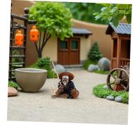 Warmhm 2 Pièces Figurines Pêcheur Céramique Décorations Miniatures pour Aquarium Jardin Zen Asiatique Ornements Micro