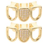 Warmhm 2 Pièces Grill Dents Hip Hop Zircon Creux Bijoux Dentaires Plats pour Cosplay Rappeur Accessoires Costume Fête