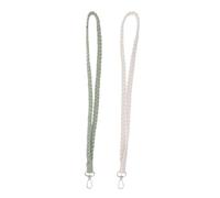 Warmhm 2 pièces Lanière Macramé Boho Coton Tissé Main Porte Clés Multifonction Confortable pour Téléphone Badge ou Clés Lot de Beige Vert