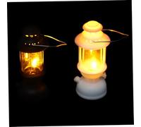 Warmhm 2 Pièces Lanterne à Thé Miniature Vintage Lampe LED pour Maison De Poupée Décor De Scène Lanterne Tempête Éclairage Intérieur