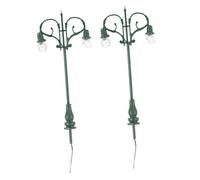 Warmhm 2 pièces Lot de Lampes Miniatures pour Maquette Jardin Réverbères Doubles pour Décor de Table Sable Lampes LED de Modélisme pour Maison de Poupée