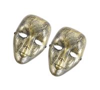 Warmhm 2 pièces Masque Vénitien pour Homme et Femme Lot de Masques de Mascarade Élégants pour Fêtes Costumées Soirée à Thème Halloween et Cosplay Design Gravé Doré Rétro