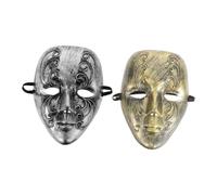 Warmhm 2 pièces Masque Vintage Élégant pour Halloween et Bals Masqués Plastique Confortable Masque Vénitien Doré et Argenté pour Costumées Hommes et Femmes