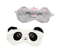 Warmhm 2 pièces Masques de Sommeil Animaux Panda et Ours Créatifs Cache-yeux Doux Occultant pour Dormir Voyage Yoga Accessoires Légers et Portables