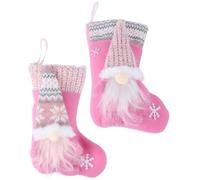 Warmhm 2 Pièces Ornements de Noël Forme de Chaussettes avec Poupées sans Visage Décorations Suspendues pour Arbre Mur et Porte