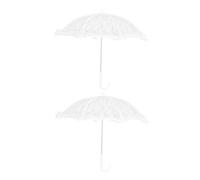 Warmhm 2 Pièces Parasol Mariage Dentelle Blanche Accessoire Vintage pour Mariée Décoration et Protection Solaire Compacte pour Séances Photo et Événements