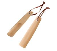 Warmhm 2 pièces Pied Court Bois avec Poignée Ergonomique Facilite Lenfilage des Chaussures pour Seniors Femmes Enceintes et Hommes Outil pour Chaussures Habillées