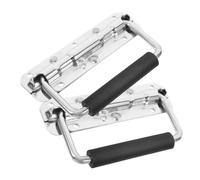 Warmhm 2 Pièces Poignées Pliantes à Ressort Acier pour Boîte à Outils Lot de Poignée de Transport Isolante avec Couverture Caoutchouc Pratique et Sécurisée pour Rangement et Déplacement