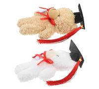 Warmhm 2 Pièces Poupée d'ours De Graduation Lapin Poilu Peluches De Luxe Décoration De Bureau Maillots De Bain pour Bébés Jouets en Peluche De La Saison des Diplômes Vêtements Feutrine