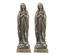 Warmhm 2 Pièces Statue De La Vierge Décor Vintage Sculpture Catholique Portable Statue Religieuse Vierge Petite Figurine Sainte Dame Décoration D'Église Figurine De La Vierge