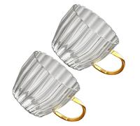 Warmhm 2 Pièces Tasse à Thé Kung Fu en Verre 100ml Bords Arrondis, Facile à Nettoyer et Sûre, Service à Thé Traditionnel et Moderne