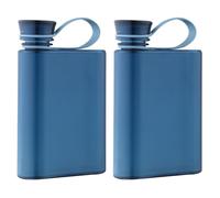 Warmhm 2 Pièces Tasse Portative Bouteille D'eau Réutilisable Plaine Mince Isolé Plat Gobelet Portable Bouteilles D'eau Voyageant Bouteille Portable Wa Bleu Pp Réutilisable