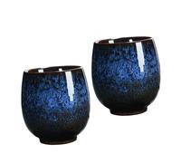 Warmhm 2 Pièces Tasses à Thé Kung Fu Céramique Bleue Lot de Tasses Chinoises Artisanales Sans Burrs pour Amateurs de Thé Design Élégant et Facile à Nettoyer