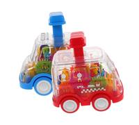 Warmhm 2 Pièces Voiture Transparente avec Mécanisme pour Garçon Fille Voiture Pousse et Fonction Friction sans Piles Éducatif Garçon Fille pour Développement des Compétences et Jeux