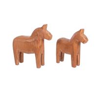 Warmhm 2 Pièces Wooden Hand-Carved Horse Sculpture Natural Raw Wood Vintage Animal Figurine for Home and Office Decor