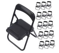 Warmhm 25 Pièces Lot de Mini Chaises Pliantes Noires pour Maison de Poupée Support Téléphone Portable Design Compact pour Décoration de Bureau et Projets DIY