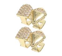 Warmhm 2pièces Grills Halloween Zircone Brillante Forme de Canines de Vampire Lot D’accessoires de Déguisement pour Costume de Rappeur et Cosplay Halloween