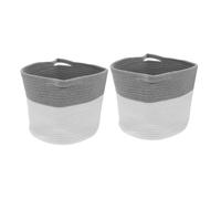 Warmhm 2pièces Lot De Paniers De Rangement Corde De Coton Bac De Rangement Tissé Rond Pour Jouets Et Linge Organisateur Pour Intérieur Et Bureau