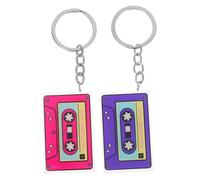 Warmhm 2pièces Mini Porte-clés Cassette Rétro Acrylique Accessoires Vintage Pour Fête Thématique Années Pour Femmes Et Filles