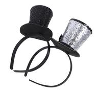 Warmhm 2pièces Mini Serre-tête à Paillettes Chapeau Forme Bandeaux Festifs pour Halloween Anniversaires Soirées de Fin Année Déguisements et Événements Spéciaux