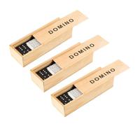 Warmhm 3 Ensembles Set de Boîtes Bois de Dominos Noirs Jeu Éducatif et pour Adultes pour Famille Activités Intérieures ou Extérieures