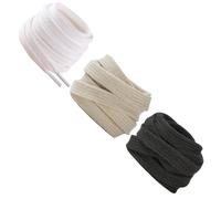 Warmhm 3 paires Lacets Plats Coton Pur Lacets de Remplacement Durables pour Chaussures Casual et Baskets Antidérapant pour Chaussures de Sport Blanc Noir Beige