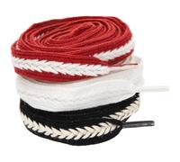 Warmhm 3 Paires Lacets Plats Larges Tressés 1,6m, Polyester Coton | Design Tressé Blé, Réutilisables, Décoratifs et Chics, pour Trainers et Espadrilles, Garçon et Filles Ados
