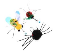 Warmhm 3 Pièces Lot de Jouets Interactifs pour Chat avec Plumes Remplaçables Assortiment Insectes Peluche Douce Stimule et Intérêt des Intérieur