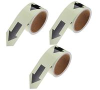 Warmhm 3 Rouleaux Ruban Adhésif Fluorescent Directionnel Lumineux Adhésif Fort pour Murs et Sols Lisses Indicateur Dorientation Vert et Noir pour Escalier et Passage Intérieur Extérieur
