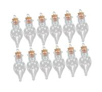 Warmhm 32 pièces Lot de Mini Bouteilles Verre Forme de Goutte Eau avec Bouchon Liège pour Activités Manuelles Fioles Transparentes Étanches pour Messages Décorations et Accessoires DIY