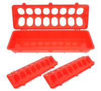 Warmhm 3pièces Lot de Mangeoires Poules Plastique avec Couvercle Rabattable Distributeur Gravité Anti-gaspillage pour Poussins Cailles Canards Plateau Alimentation Volaille Rouge