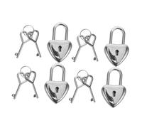 Warmhm 4 Ensembles Cadenas Forme de Cœur pour Couples Lot de Cadenas Métalliques pour Souvenirs pour Voyages et Saint Valentin Serrure à Clé pour Journal et Boîte à