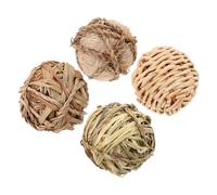 Warmhm 4 pièces Balles à Mâcher Herbe Tressée Naturelles pour Petits Animaux Jouets Faits Main pour Cochons Dinde Chinchillas et Hamsters Lot de Légères et Sûres pour Dentition