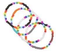 Warmhm 4 pièces Bracelet Perles Colorées pour Femmes de Bracelets Boho Élégants Blanc Bleu Gris et Noir Accessoire pour Femmes et pour Toutes Occasions