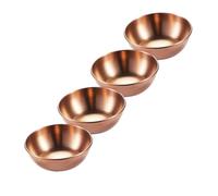 Warmhm 4 Pièces Coupelles Rondes en Acier Inoxydable Or Rose, Assiette à Condiments Légère et Facile à Transporter, pour Magasins Alimentaires et Restauration